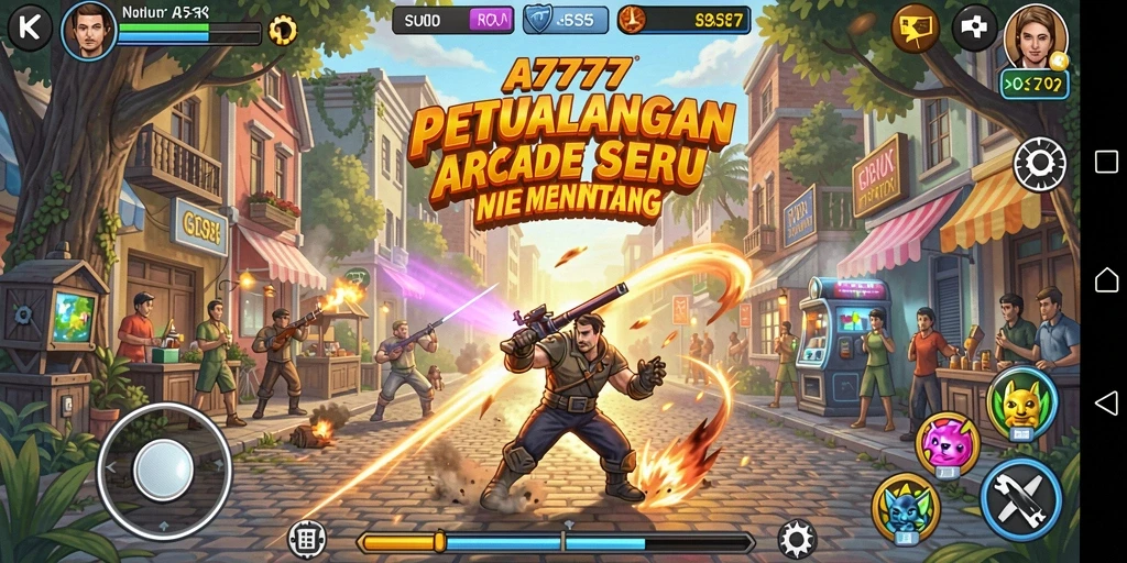 Tampilan gameplay A7777 yang penuh warna dan seru.