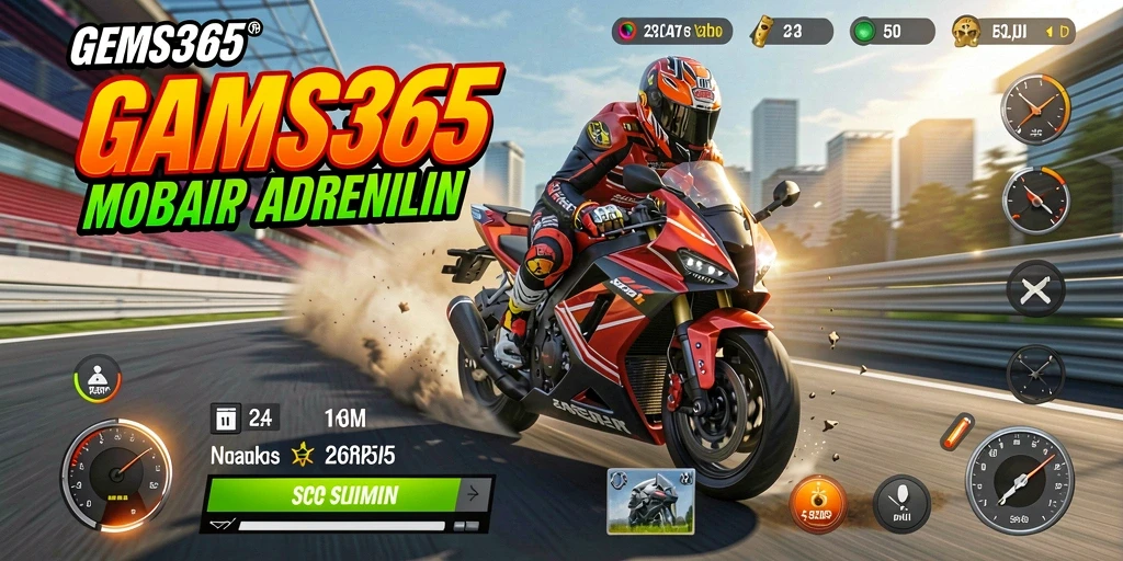 Gameplay seru dari balapan motor di GEMS365.