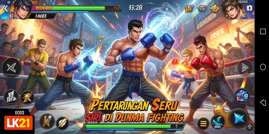 Tangkapan layar LK21 menampilkan pertarungan intens dengan efek visual yang memukau.