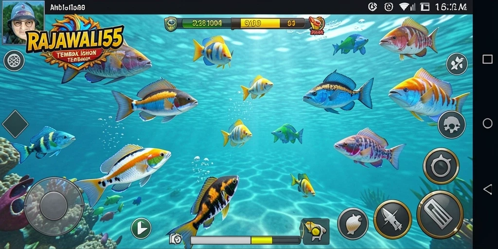 Tampilan menarik dari gameplay Tembak Ikan di RAJAWALI55.