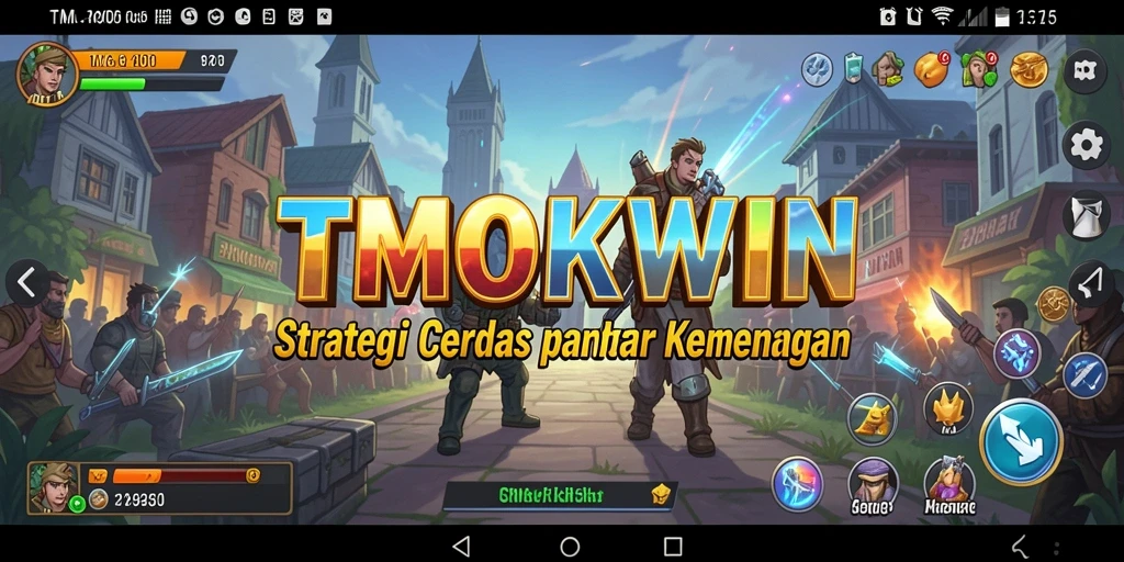 Screenshot gameplay TMOKWIN menampilkan strategi kemenangan dengan unit yang sedang bertempur.