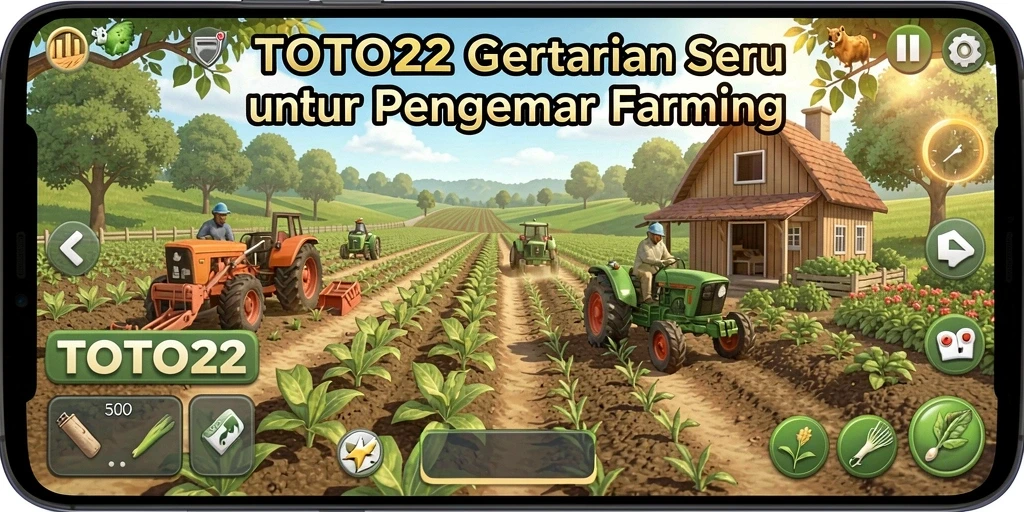Screenshot utama TOTO22 menampilkan gameplay pertanian yang menyenangkan.